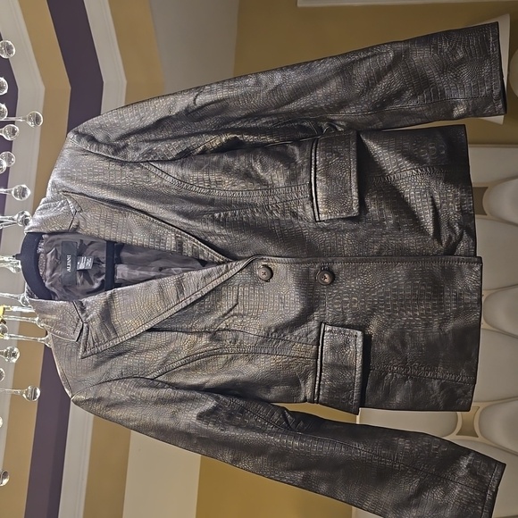 Alfani Black Textured Leather Jacket - Picture 1 of 14